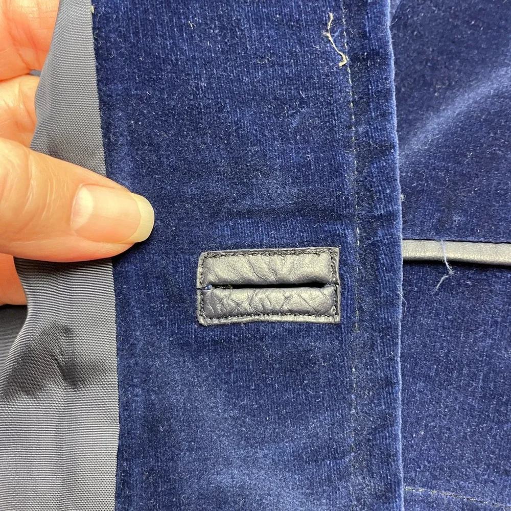 Vtg Cortefiel Mens Velvet Smoking Jacket Sz 44L Blue Tailored Dinner Coat Spain